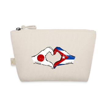 Japan Cuba Flag Hands Heart Shape Used - Organic Pouch - nature - Front
