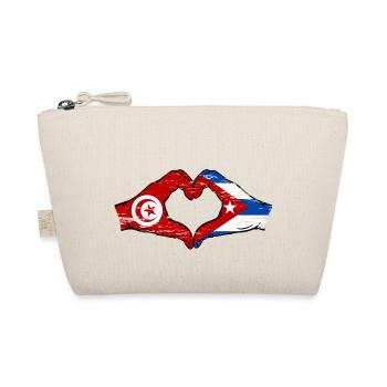 Tunisia Cuba Flag Hands Heart Shape Used - Organic Pouch - nature - Front