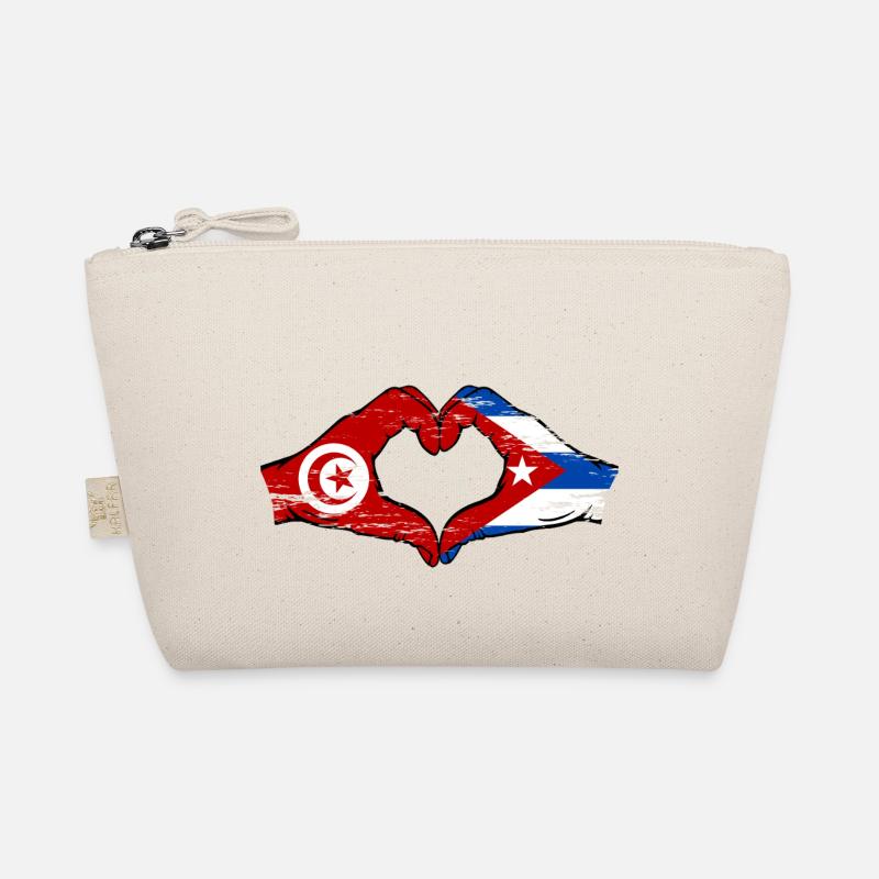 Tunisie Cuba Drapeau Mains Coeur Forme Utilisé Trousse biologique