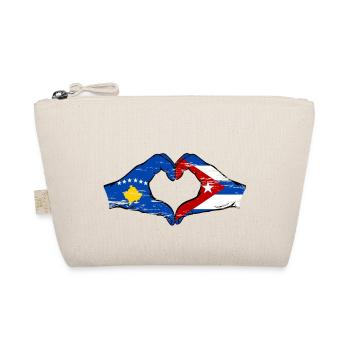 Kosovo Cuba Drapeau Mains Coeur Forme Utilisé - Trousse biologique - nature - Devant