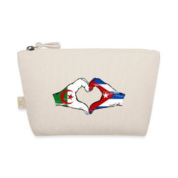Algeria Cuba Flag Hands Heart Shape Used - Organic Pouch - nature - Front
