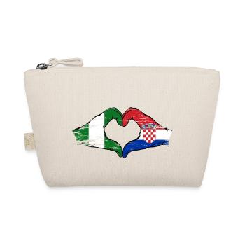 Nigeria Kroatien Flagge Hände Herzform used - Bio-Täschchen - Natur - Vorne