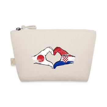 Japan Croatia Flag Hands Heart Shape Used - Organic Pouch - nature - Front