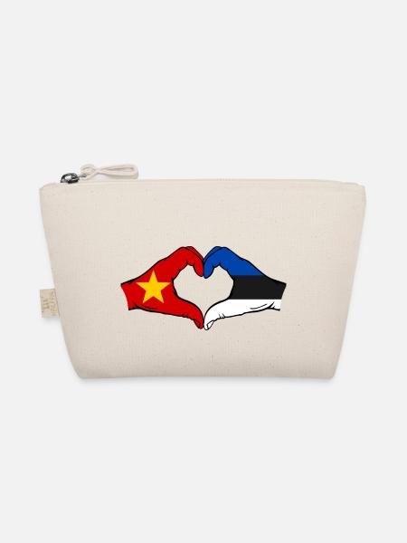 Vietnam Estland Flagge Hände Herzform - Bio-Täschchen - Natur - Vorne