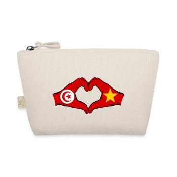 Tunisia Vietnam Flag Hands Heart Shape - Organic Pouch - nature - Front