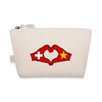 Switzerland Vietnam Flag Hands Heart Shape - Organic Pouch - nature - Front