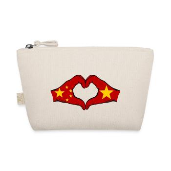 China Vietnam Flag Hands Heart Shape - Organic Pouch - nature - Front