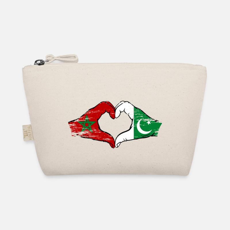 Drapeau du Maroc Pakistan mains en forme de coeur utilisé Trousse biologique