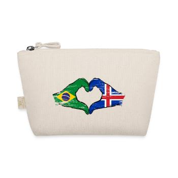 Brazil Iceland Flag Hands Heart Shape Used - Organic Pouch - nature - Front