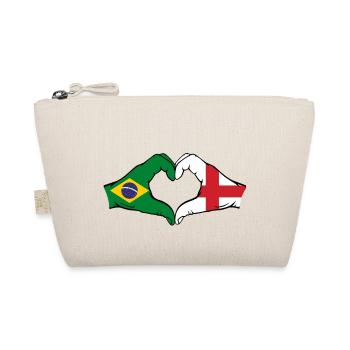 Brazil England Flag Hands Heart Shape - Organic Pouch - nature - Front