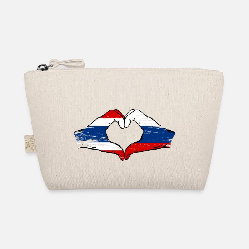 Thaïlande Russie Drapeau Mains Coeur Forme Utilisé Trousse biologique