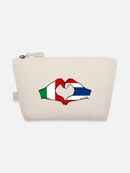 Italien Thailand Flagge Hände Herzform - Bio-Täschchen - Natur