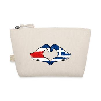 Costa Rica Grèce Drapeau Mains Coeur Forme Utilisé - Trousse biologique - nature - Devant