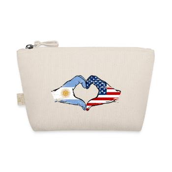 Argentina USA Flag Hands Heart Shape Used - Organic Pouch - nature - Front
