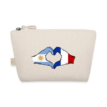 Argentina France Flag Hands Heart Shape - Organic Pouch - nature - Front