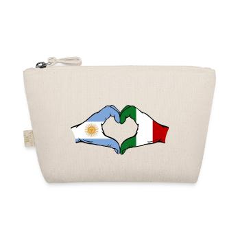 Argentina Italy Flag Hands Heart Shape - Organic Pouch - nature - Front