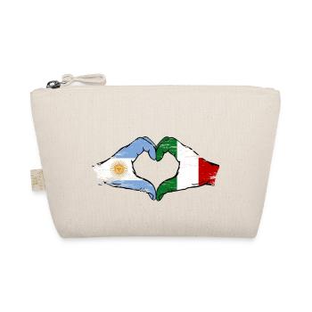 Argentina Italy Flag Hands Heart Shape Used - Organic Pouch - nature - Front