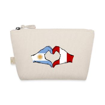 Argentina Peru Flag Hands Heart Shape - Organic Pouch - nature - Front
