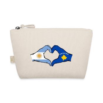Argentinien Kosovo Flagge Hände Herzform - Bio-Täschchen - Natur - Vorne