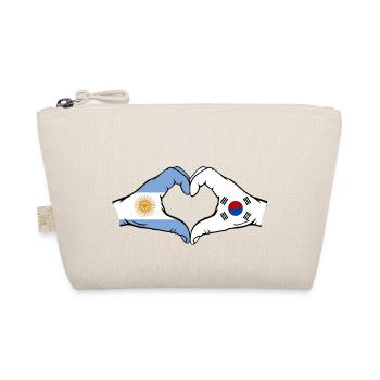Argentina South Korea Flag Hands Heart Shape - Organic Pouch - nature - Front