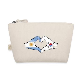 Argentina South Korea Flag Hands Heart Shape Used - Organic Pouch - nature - Front