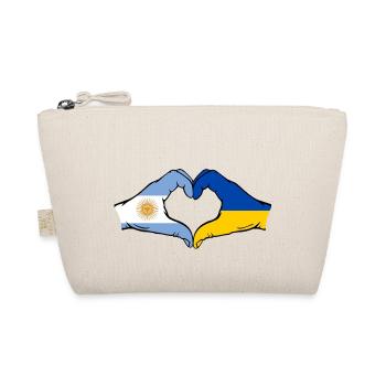 Argentina Ukraine Flag Hands Heart Shape - Organic Pouch - nature - Front