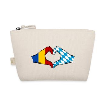 Romania Bavaria Flag Hands Heart Shape - Organic Pouch - nature - Front