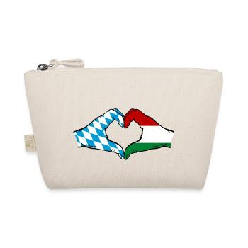 Bavaria Hungary Flag Hands Heart Shape - Organic Pouch - nature - Front