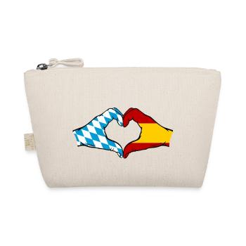 Bavaria Spain Flag Hands Heart Shape - Organic Pouch - nature - Front