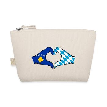 Kosovo Bavaria Flag Hands Heart Shape - Organic Pouch - nature - Front