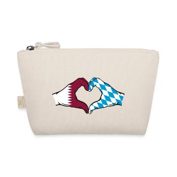 Qatar Bavaria Flag Hands Heart Shape - Organic Pouch - nature - Front