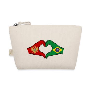 Montenegro Brazil Flag Hands Heart Shape - Organic Pouch - nature - Front