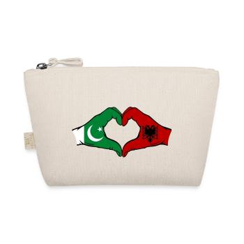 Pakistan Albania Flag Hands Heart Shape - Organic Pouch - nature - Front