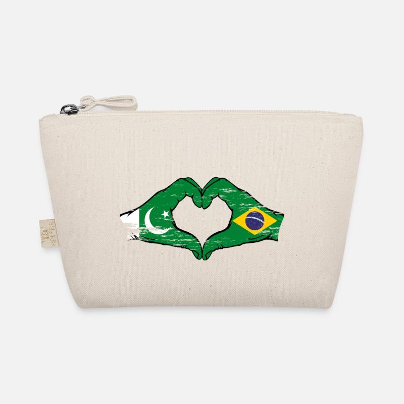 Pakistan Brésil drapeau mains forme de coeur utilisé - Trousse biologique - nature