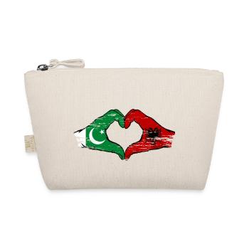 Pakistan Albanien Flagge Hände Herzform used - Bio-Täschchen - Natur - Vorne
