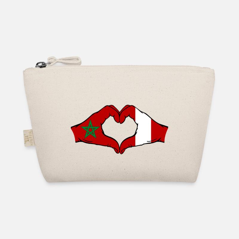 Maroc Pérou Drapeau Mains Coeur Forme Trousse biologique