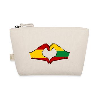 Spain Lithuania Flag Hands Heart Shape - Organic Pouch - nature - Front