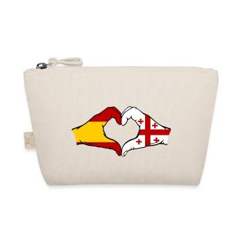 Spain Georgia Flag Hands Heart Shape - Organic Pouch - nature - Front