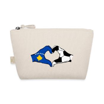 Kosovo Fussball Flagge Hände Herzform - Bio-Täschchen - Natur - Vorne