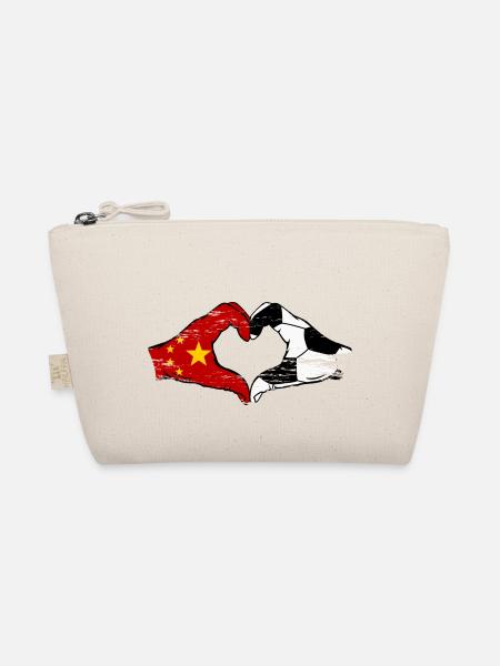China Fussball Flagge Haende Herzform used - Bio-Täschchen - Natur