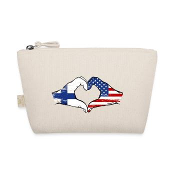 Finland USA Flag Hand Shape Heart Shape Used - Organic Pouch - nature - Front