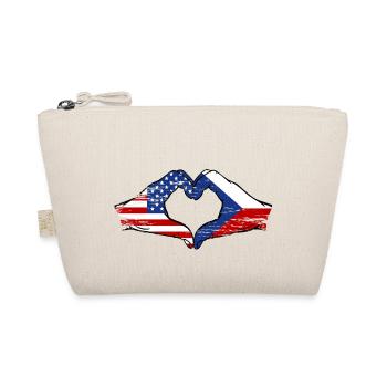 USA Tschechien Flagge Haende Herzform used - Bio-Täschchen - Natur - Vorne