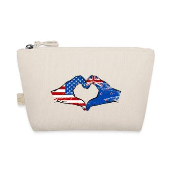 USA Neuseeland Flagge Haende Herzform used - Bio-Täschchen - Natur - Vorne
