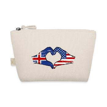 Iceland USA Flag Hands Heart Shape Used - Organic Pouch - nature - Front