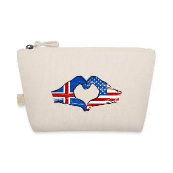 Iceland USA Flag Hand Heart Shape - Organic Pouch - nature - Front
