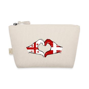 Géorgie Danemark Drapeau Mains Coeur Forme Utilisé - Trousse biologique - nature - Devant