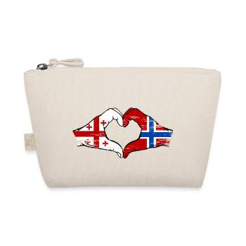 Georgien Norwegen Flagge Haende Herzform used - Bio-Täschchen - Natur - Vorne