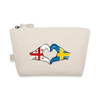 Georgia Sweden Flag Hands Heart Shape Used - Organic Pouch - nature - Front