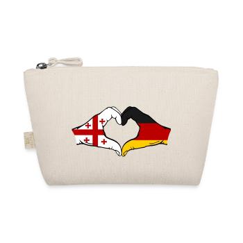 Georgien Deutschland Flagge Haende Herzform - Bio-Täschchen - Natur - Vorne