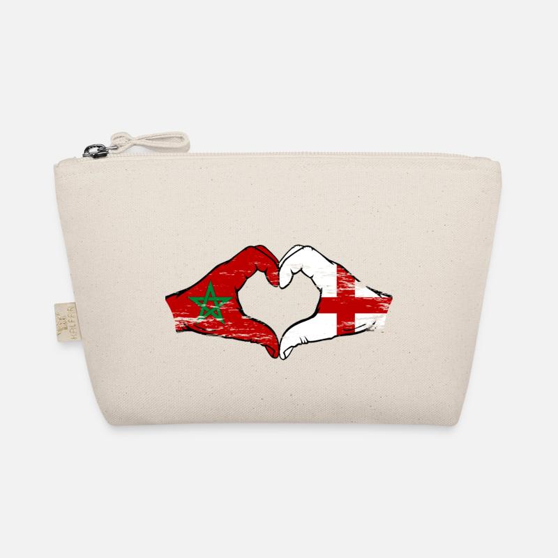 Morocco England Flag Hands Heart Shape Used Organic Pouch